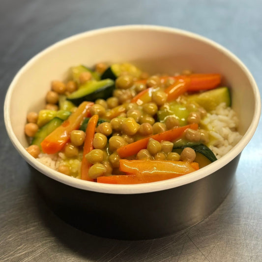 Curry végétarien au lait de coco, citron vert & riz créole